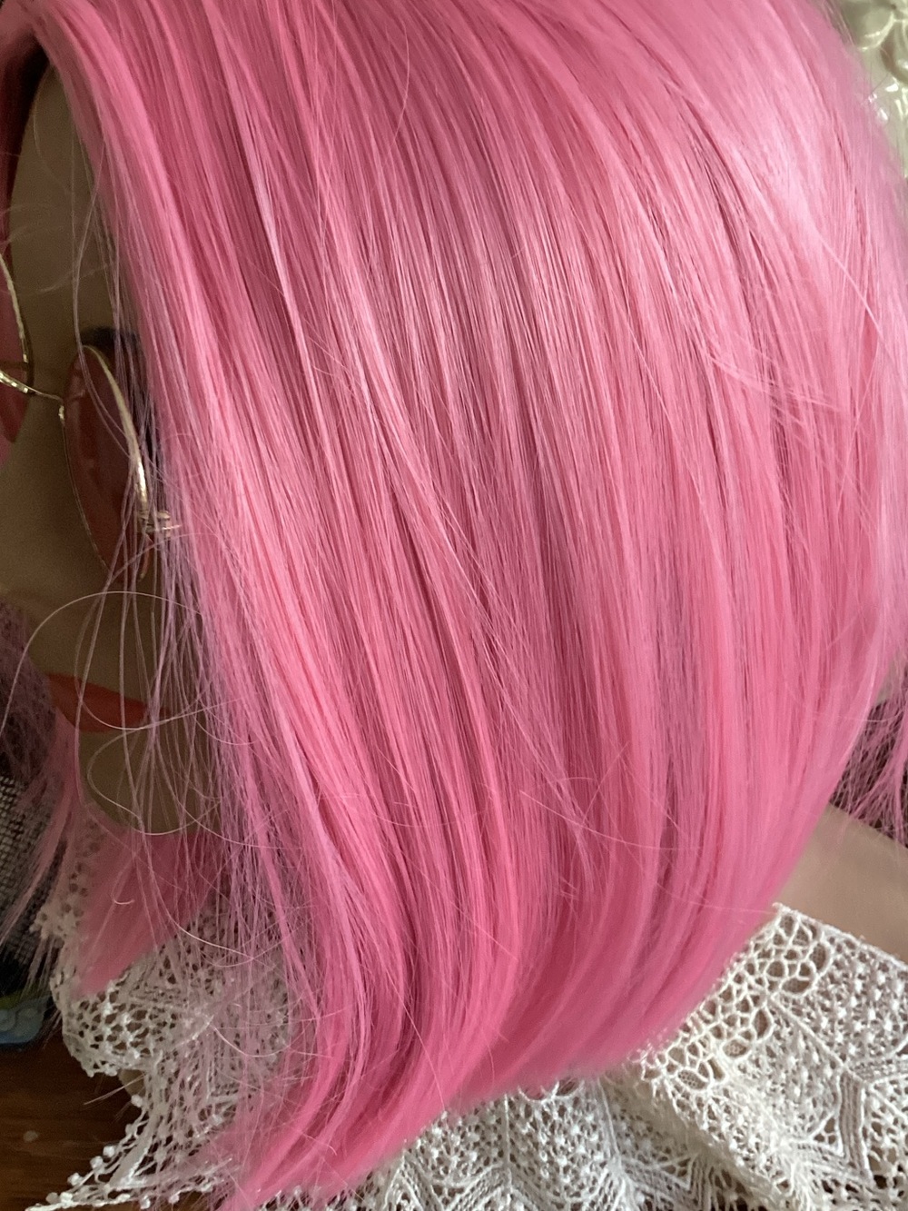 Vibrant Pink Straight Bob Wig - Unbranded